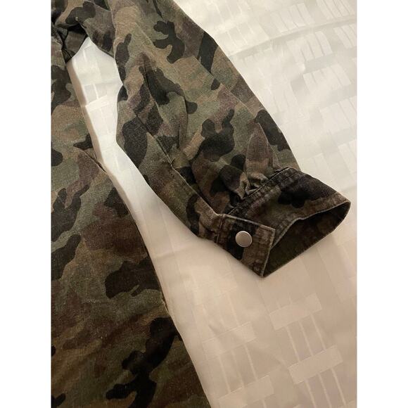 Charlie Paige Faded Camouflage Jacket Sz Large Lg Utility Coat Snap Up - Picture 4 of 16